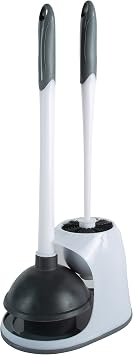Bath Bliss 2 Pack 2-in-1 Bowl Brush & Plunger in White