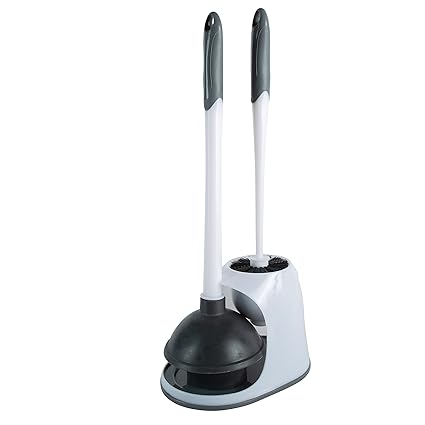 Bath Bliss 2-in-1 Toilet Bowl Brush & Plunger Set | Bathroom Accessories | Compact | Space Saving Toilet Brush | White