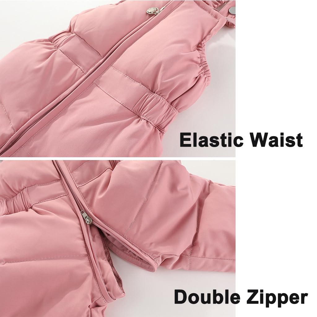 Niño Traje de Nieve Invierno Bebé 2 Piezas Chaqueta de PlumóN Abrigo con Nieve Babero Pantalones Niñas Traje de Esquiar Ropa Rosa 2-3 Años