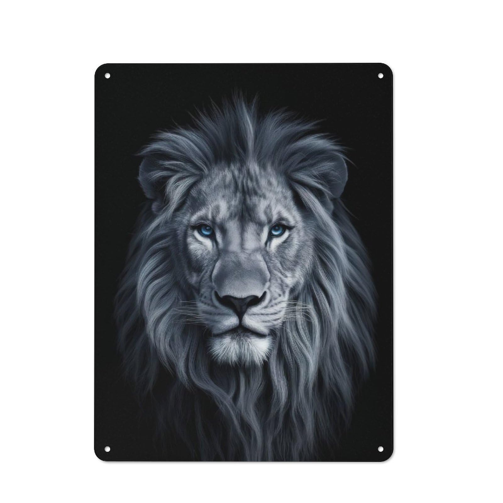 Junmoney Lion Animals Rustic Metal Plaque 40X30cm For Guest Room Or Hallway, For Home Interiors, Feature Walls And Decorative Displays