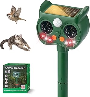 猫よけ 超音波 動物撃退器【赤白LEDフラッシュ + 撃退音】5つ撃退モード USB充電&ソーラー充電 IPX7防水 赤外線センサー 110°12m感知範囲 獣害対策 警報音 鳥よけ 猫除け猫避け 犬よけ カラスよけ ネズミ除け野良猫対策 効果大 屋外 猫対策グッズ 畑/家庭菜園保護 日本語取扱説明書付