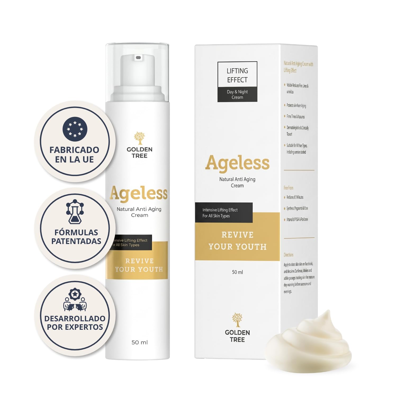 Golden Tree Ageless Crema Anti-Arrugas, 50 ml | Hidratación Día y Noche para Piel Seca, Fórmula Suavizante y Nutritiva, Para Todo Tipo de Piel