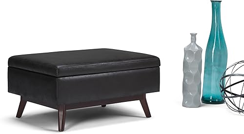 Miniatura 21 de SIMPLIHOME Owen - Bandeja rectangular moderna de mediados de siglo de 34 pulgadas de ancho, otomana pequeña para almacenamiento de mesa auxiliar, en