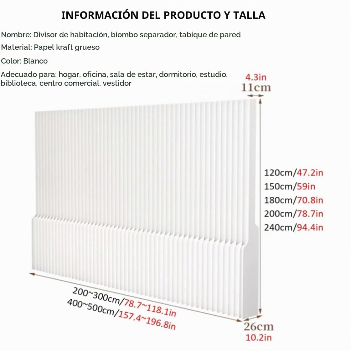 Biombos plegables modernos para interiores, separador de ambientes de papel independiente, retráctiles de 2 a 3 m/4 a 5 m, para sala de estar y dormitorio.,300x200cm/118.1x78.7in