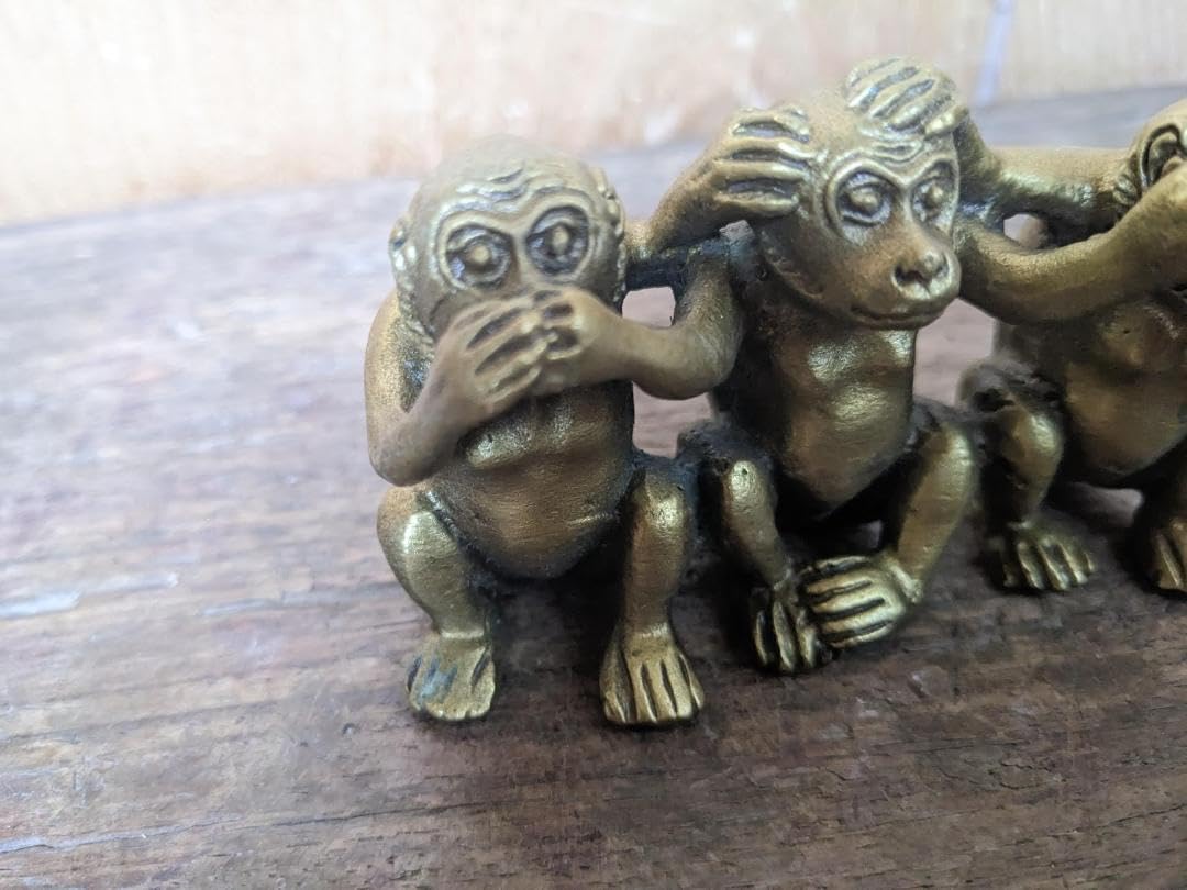 Amazon.co.jp: 銅三猿三猿 見ざる言わざる聞かざる 置物 銅製 真鍮