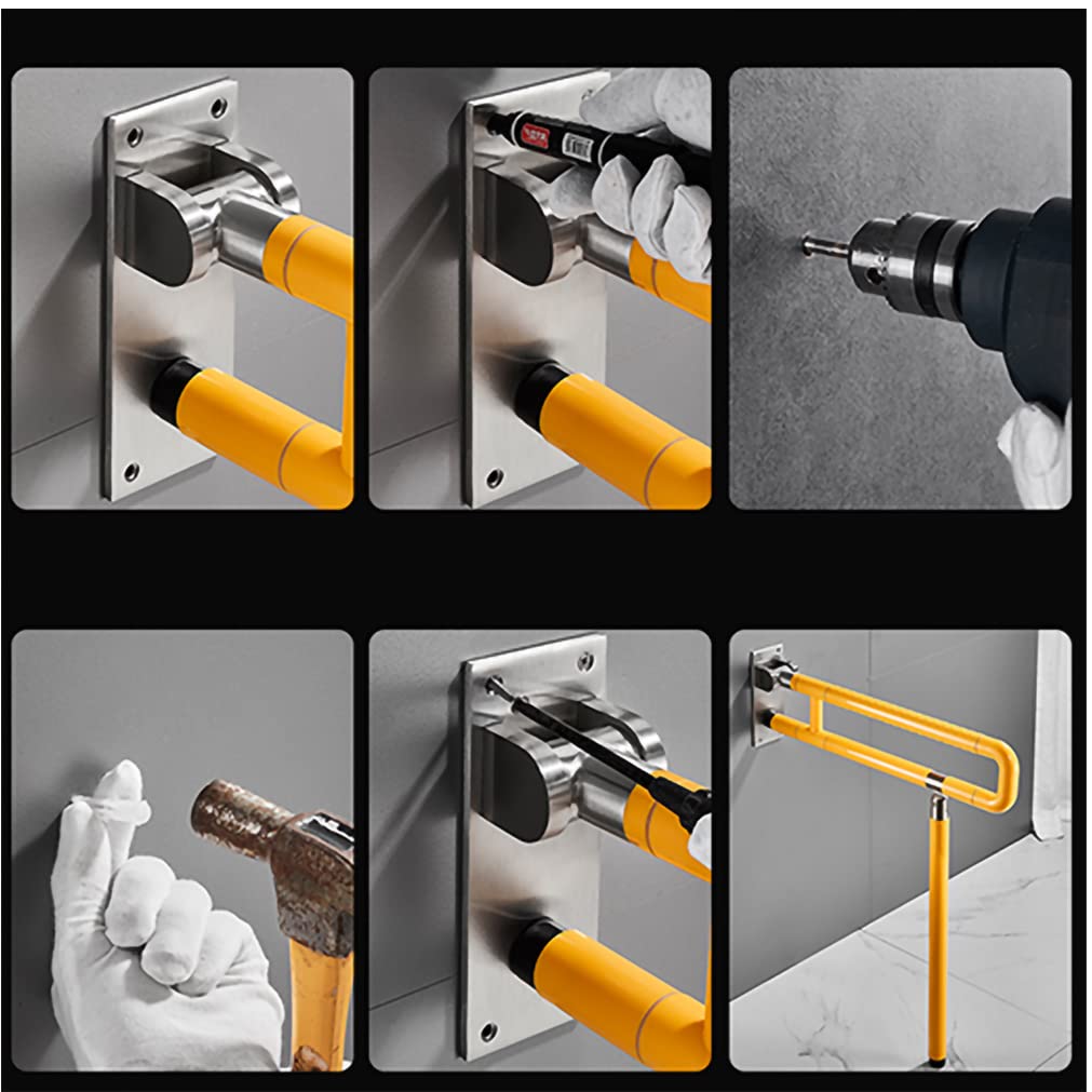 Asa De Seguridad para Baño Barra de Apoyo para Inodoro Barra abatible inoxidable adaptado a minusvalías Agarraderas asidero plegable resistencia al deslizamiento,blanco (60cm)