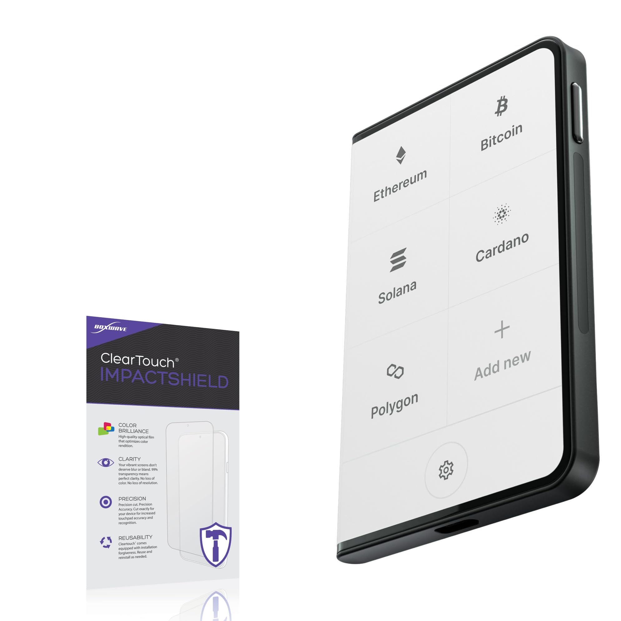 BoxWave Screen Protector Compatible with Ledger STAX - ClearTouch ImpactShield (2-Pack), Impenetrable Screen Protector Flexible Film