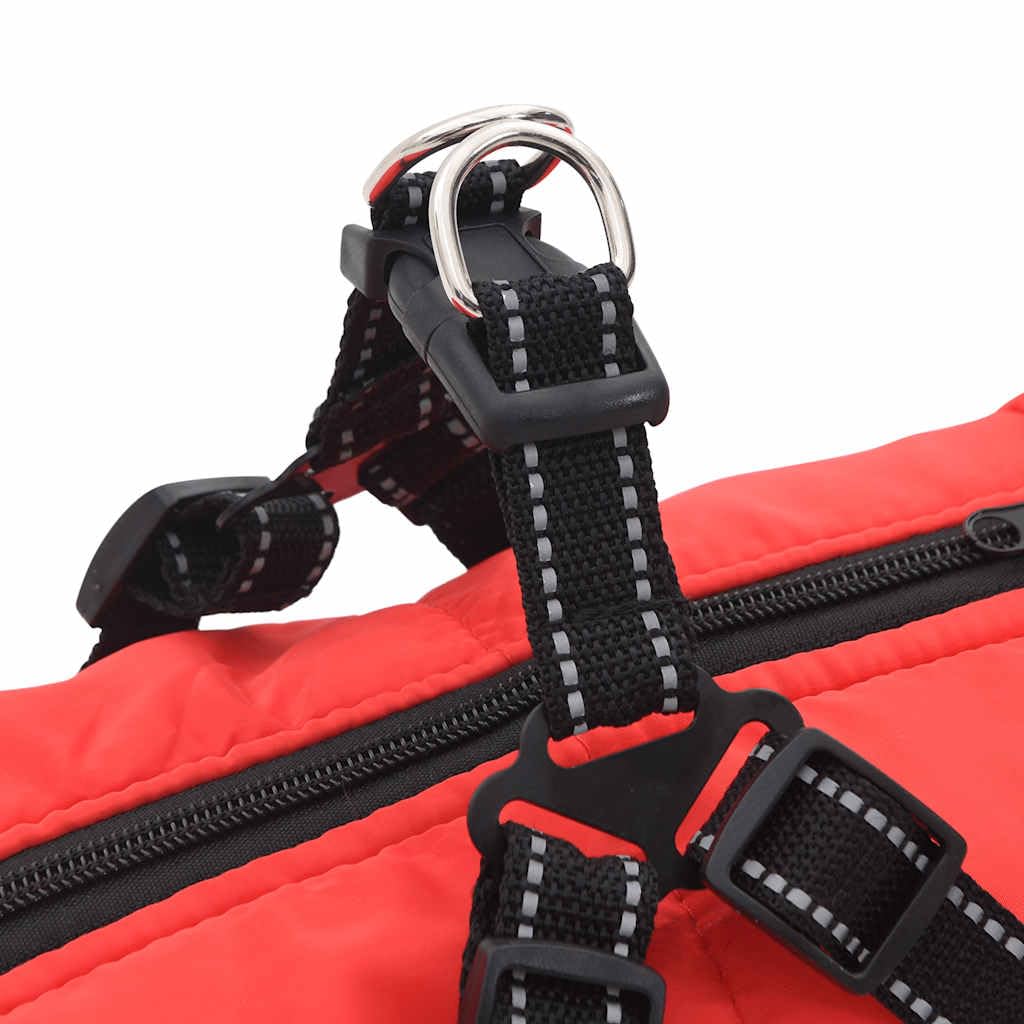 Cappotto per cani con imbracatura integrata impermeabile riflettente rosso L68, poliestere con pile, regolabile per inverno ed esterno, anello a D sicuro, comodo in caso di pioggia e neve
