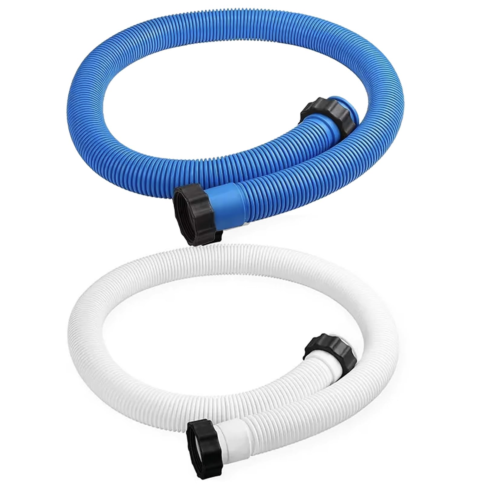 Lot de 2 tuyaux de piscine de 38 mm, 1,5 m pour pompe à sable et système de sel dans la pompe de filtration intensive, tuyau de 38 mm pour pompe à eau de 1500 Gph et capacité supérieure,blanc bleu