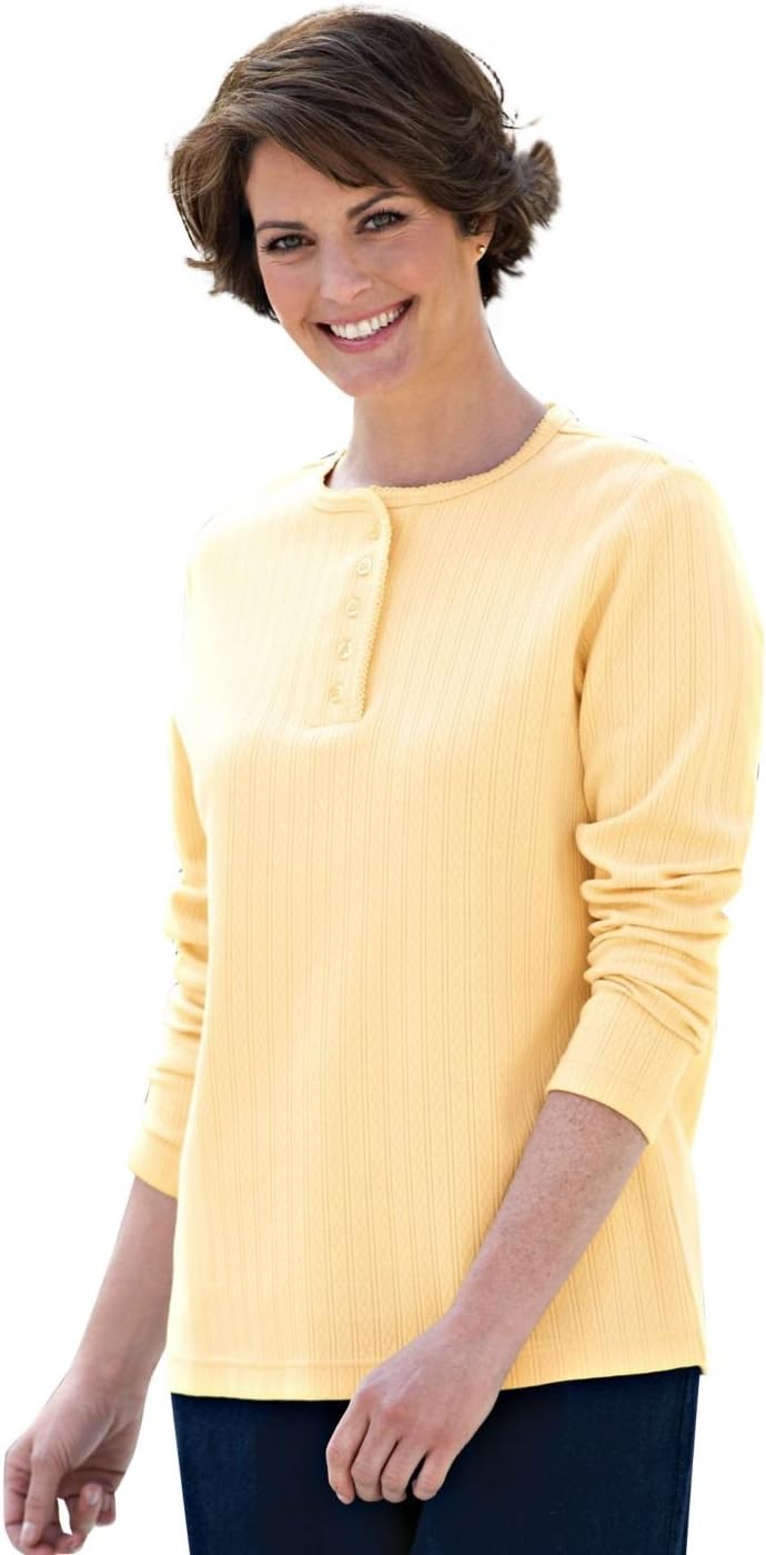 Blair Women's Plus Size Long Sleeve Pointelle Top at Amazon Women’s