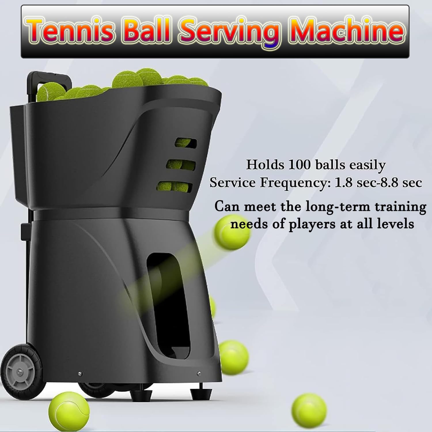 Equipo De Entrenamiento De Tenis, Capacidad Para 100 Pelotas, Máquina De Lanzamiento De Tenis Con Control Remoto, Rutas De Servicio Múltiples, Máquina De Servicio De Pelotas De Tenis,White