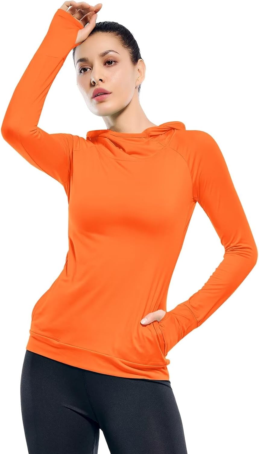 Zengjo Womens Lightweight Hoodie Pullover-Hooded Long Sleeve Running Yoga Workout Tops for Women-Cowl Neck&Thumbhole - Image 4