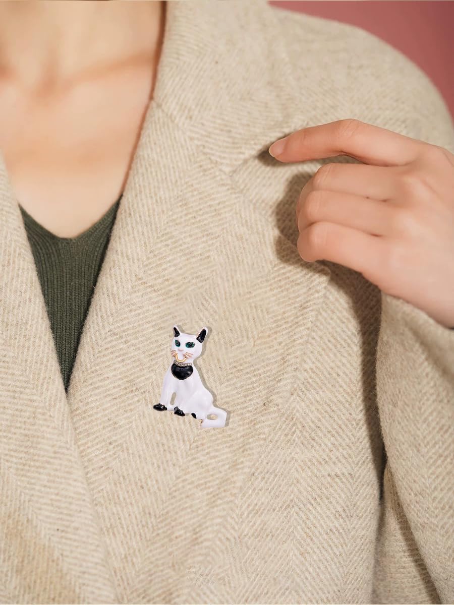 Funky Cat Animal Brooch Pin for Women Unisex Gold Tone Fashion Crystal Choker Kitten Brooches Lapel Pins Cute Dress Accessories Birthday Holiday Jewelry Gift - Image 2