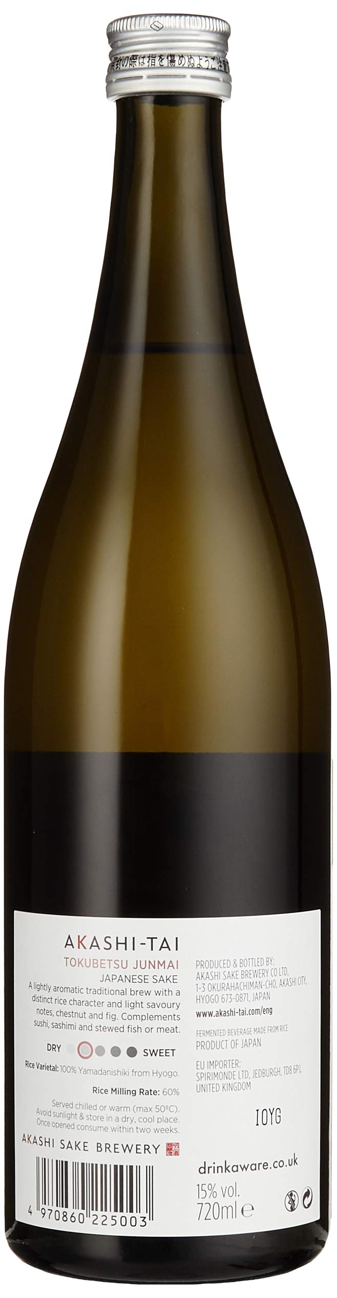 Akashi Sake Brewery Junmai Tokubetsu 15Prozentvol (1 x 0.72 l)