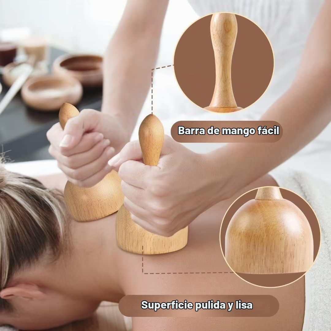 Masaje terapéutico con madera. Juego de 7 herramientas. Masajeador de madera Gua Sha para moldear el cuerpo. Herramientas para aliviar el dolor muscular. Masajeador linfático corporal. Anticelulítico.