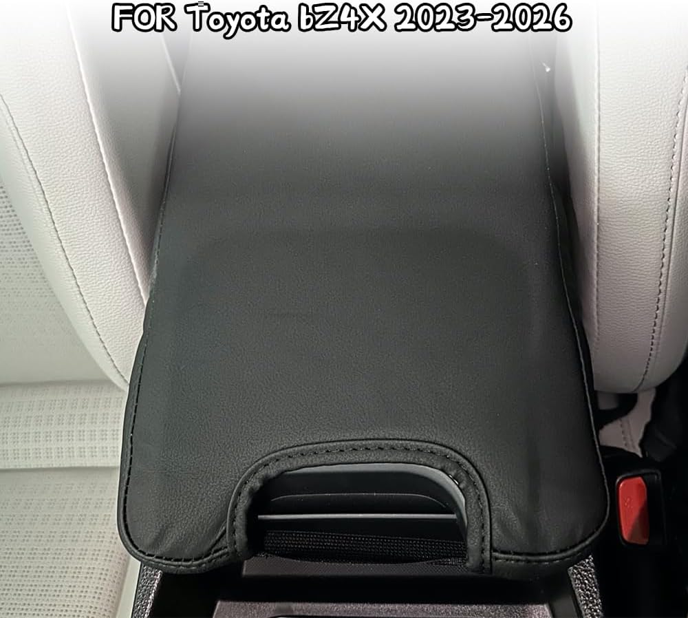 Great-luck Leather Center Console Cover Armrest Pad, Protector Armrest Box Cover Accessories(Black) for Toyota bZ4X Subaru Solterra 2023 2024 2025 2026