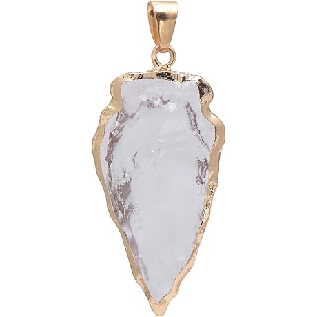 White Necklace Men: Raw Crystal Craft Quartz Arrowhead Pendant