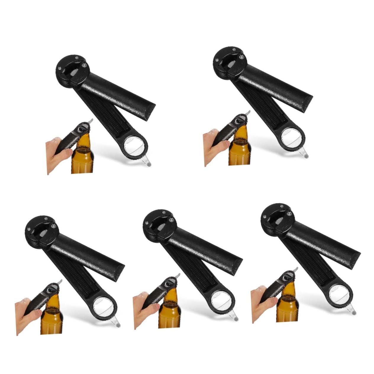 PRETYZOOM 5 Piezas Abrelatas Abridores ajustables Abridores retráctiles Pinza de apertura de latas abridor de botellas que ahorra mano de obra abridor manual herramienta multifunción Black