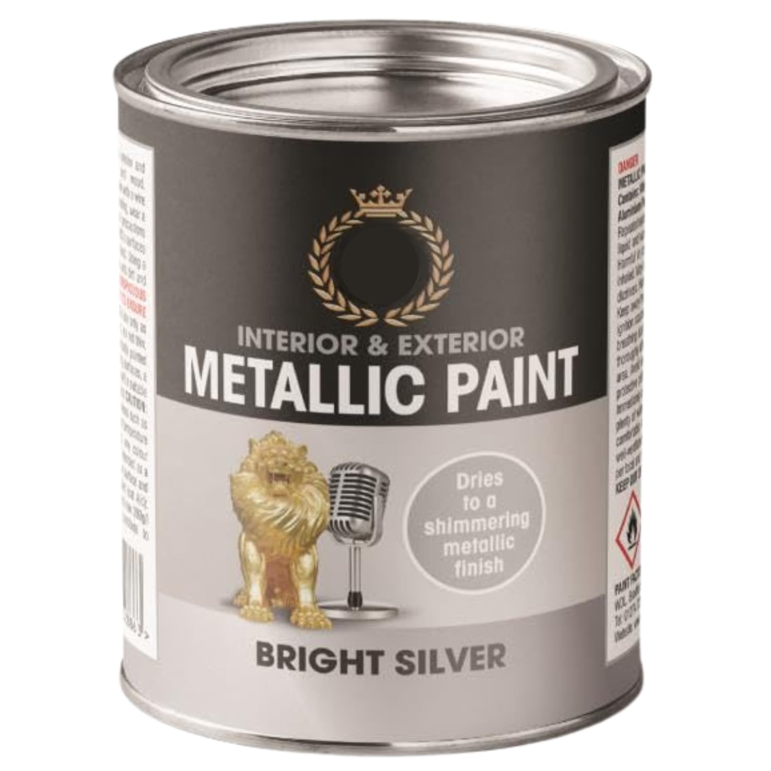 Inspired Essentials 300ml Non Drip Paint Tin Exterior Interior Hard Drying Performance Multi-Purpose Tin for Metal, Wood, Plastic, Walls with Perfect Finish (2, Metallic Silver) โ image 1
