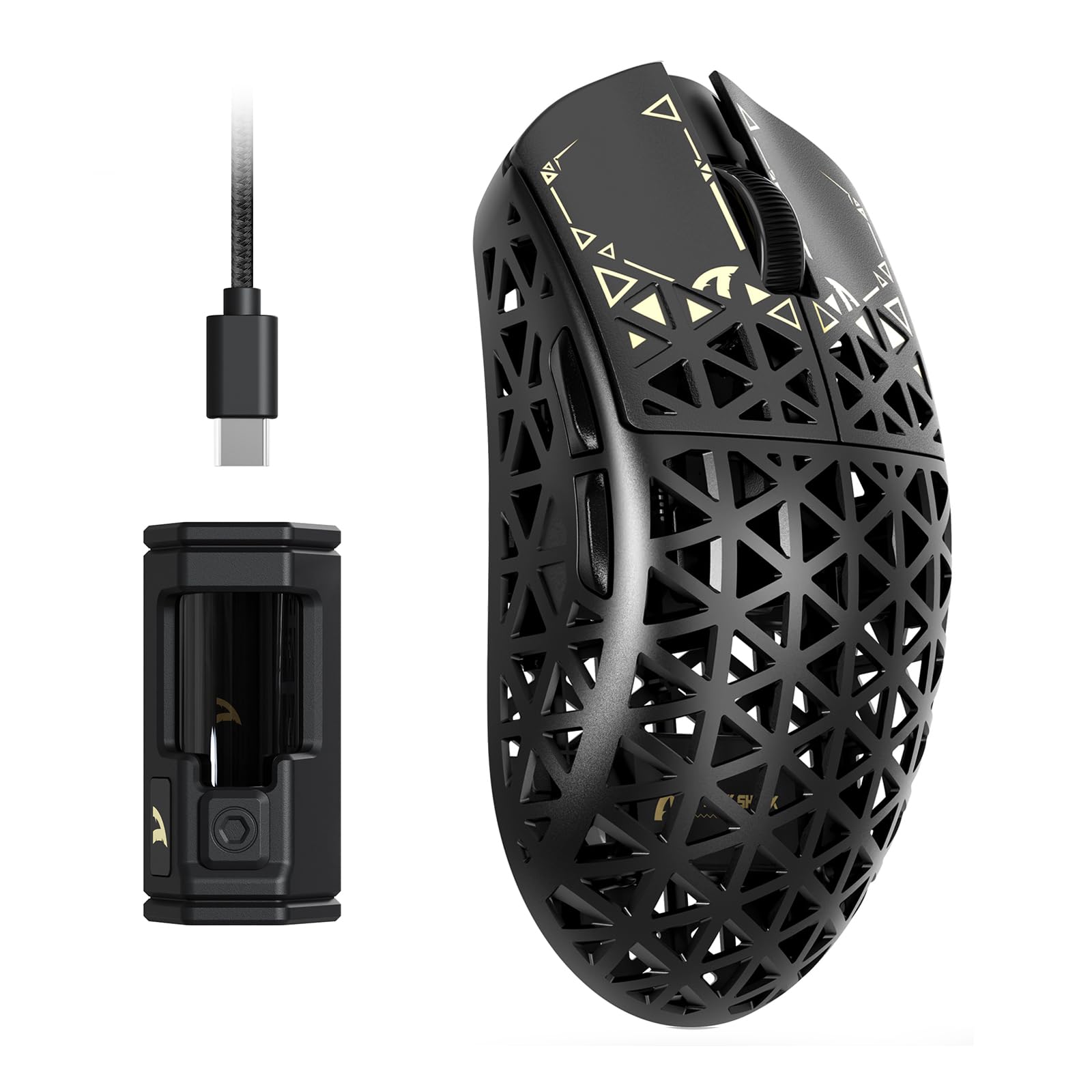 ATTACK SHARK R5 Ultra Carbonfaser HyperSpeed Kabellose Gaming-Maus, 39g, PAW3950MAX, 8000Hz, 42000DPI, Schwarz