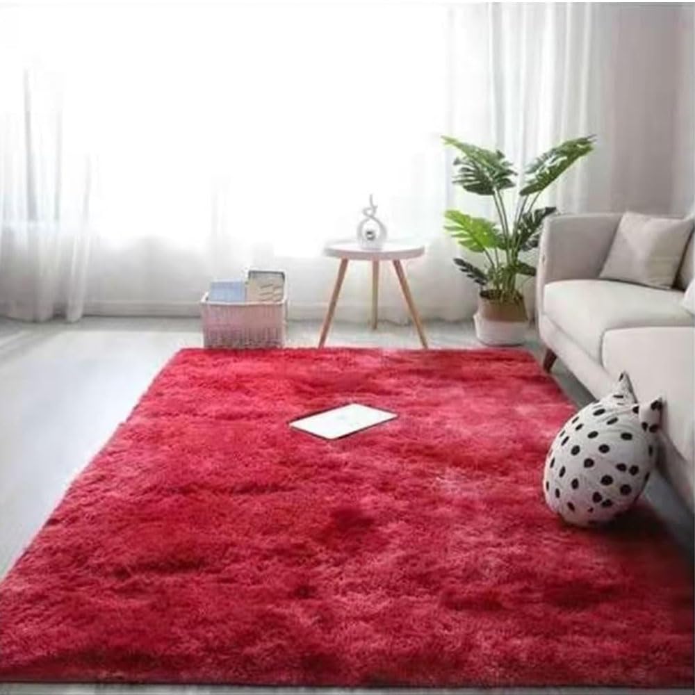 Tapis de sol shaggy bordeaux pour créer un coin lecture cocooning