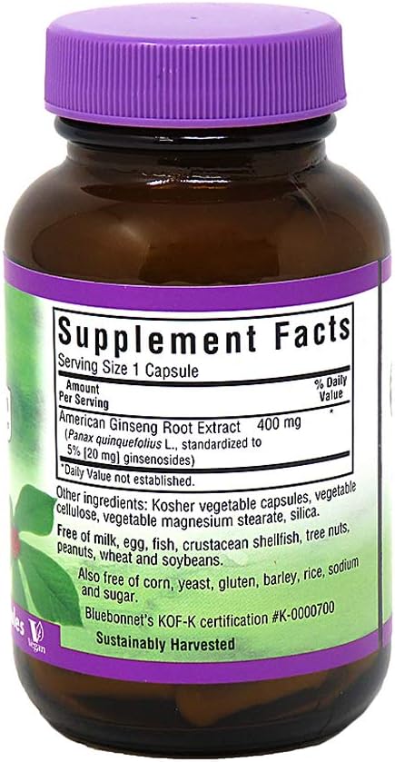 BlueBonnet American Ginseng Root Extract Supplement, 60 Count : Health & Household