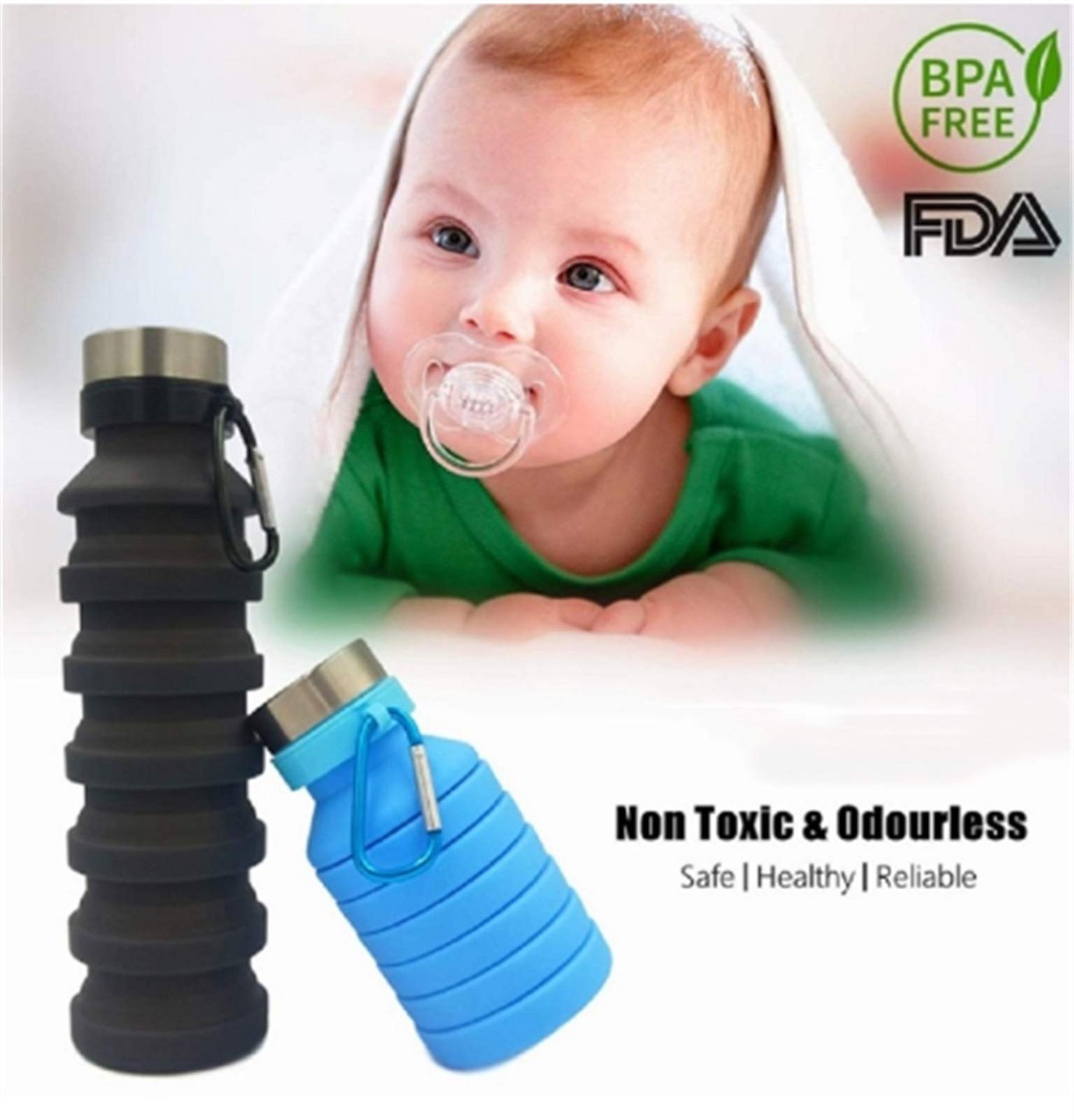 MRKU 1 Tazza Pieghevole in Silicone Portatile da Viaggio per Sport all'Aria Aperta, Retrattile, telescopica, per casa e Campeggio