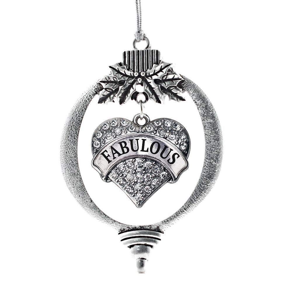 Raiders Silver Christmas Ornament – Pave Heart Charm With Cubic Zirconia, 2.5 Inch, Silver Plated, Holiday Tree Decoration