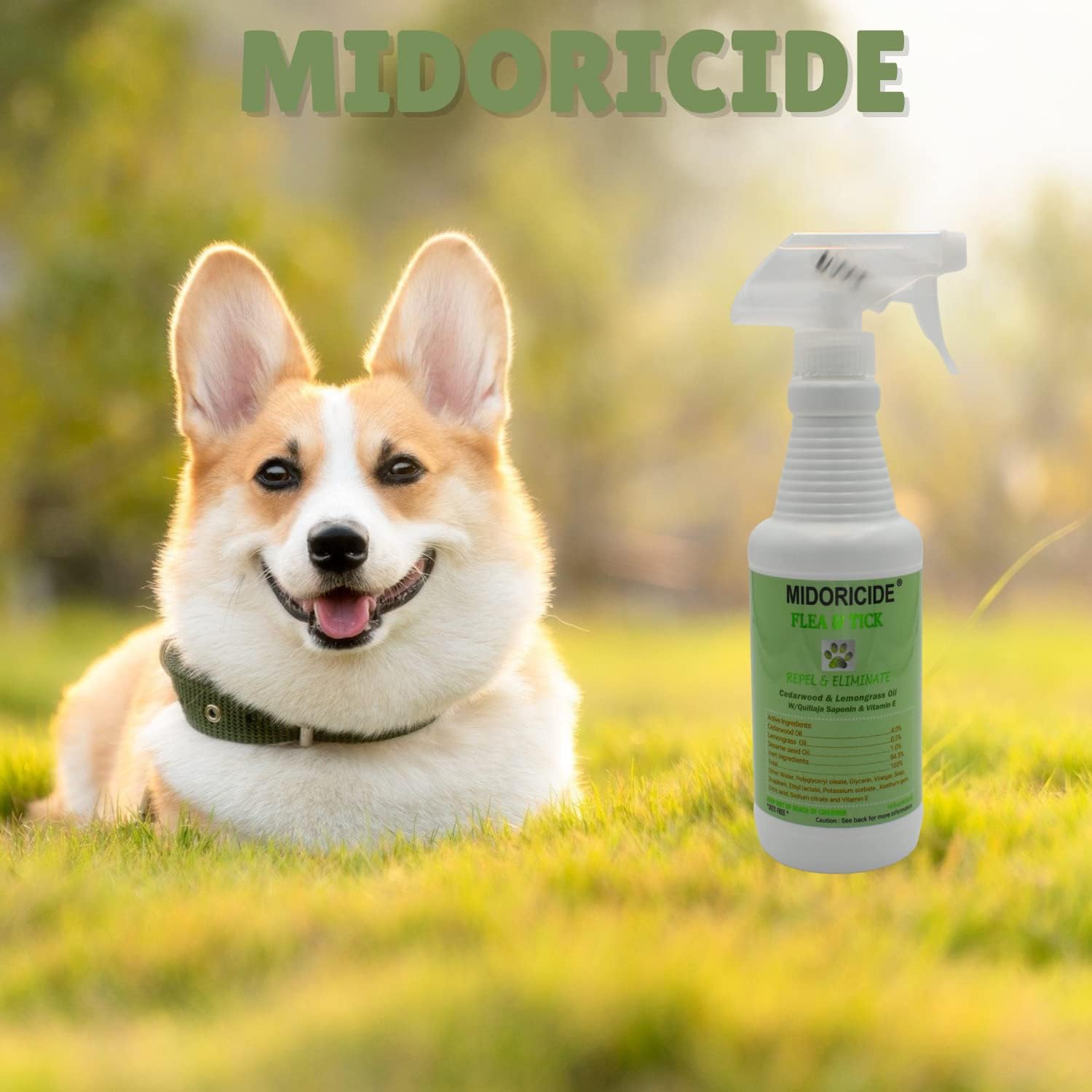 Tick and Fleas Product with Cedarwood, Lemongrass and Quillaja Extract for Dogs and Cats -16oz. Repel & Kill