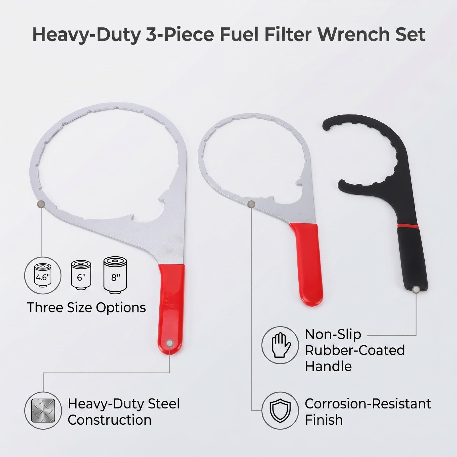XUMIUZIY 3 Piezas Juego de Llaves para Filtro de 4.6 6 8 Pulgada Resistente