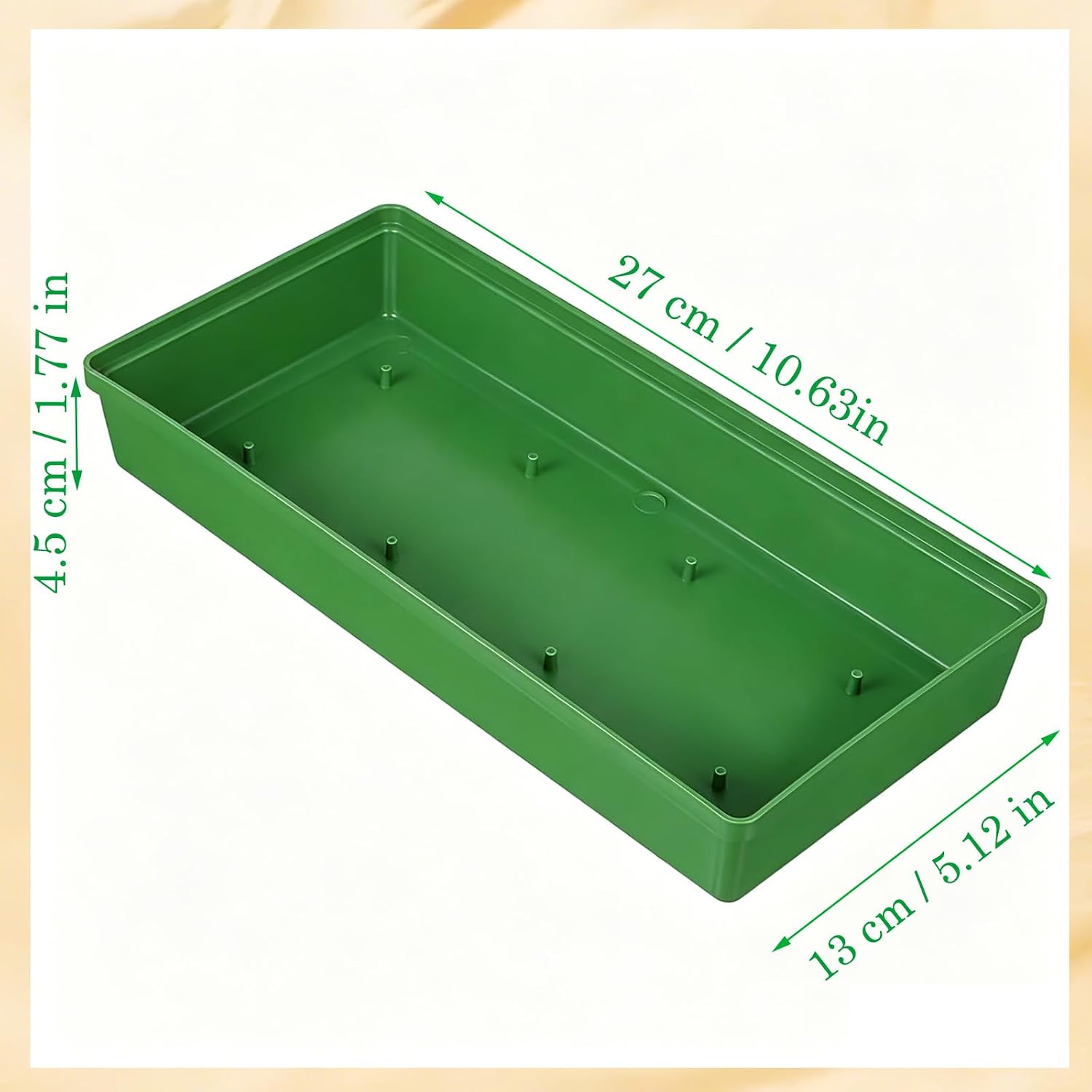 10Pcs Plastic Floral Foam Trays for Flower Arrangements,Rectangle Size 10.63 x 5.12 x 1.77 in,Reusable Green Flower Trays with Pins for Home Decor,Weddings and Party