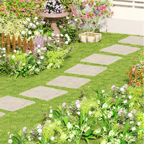 GIANTEX Trittsteine für Garten, 8 stück, Gehwegplatten 39,5 x 39,5 cm, Steinplatten Garten, Trittplatten Gartenplatten Gehwegplatten Kunststoff, Betonplatten Beetplatten mit 32 Erdspießen, Beige GIANTEX Trittsteine für Garten, 8 stück, Gehwegplatten 39,5 x 39,5 cm, Steinplatten Garten, Trittplatten Gartenplatten Gehwegplatten Kunststoff, Betonplatten Beetplatten mit 32 Erdspießen, Beige