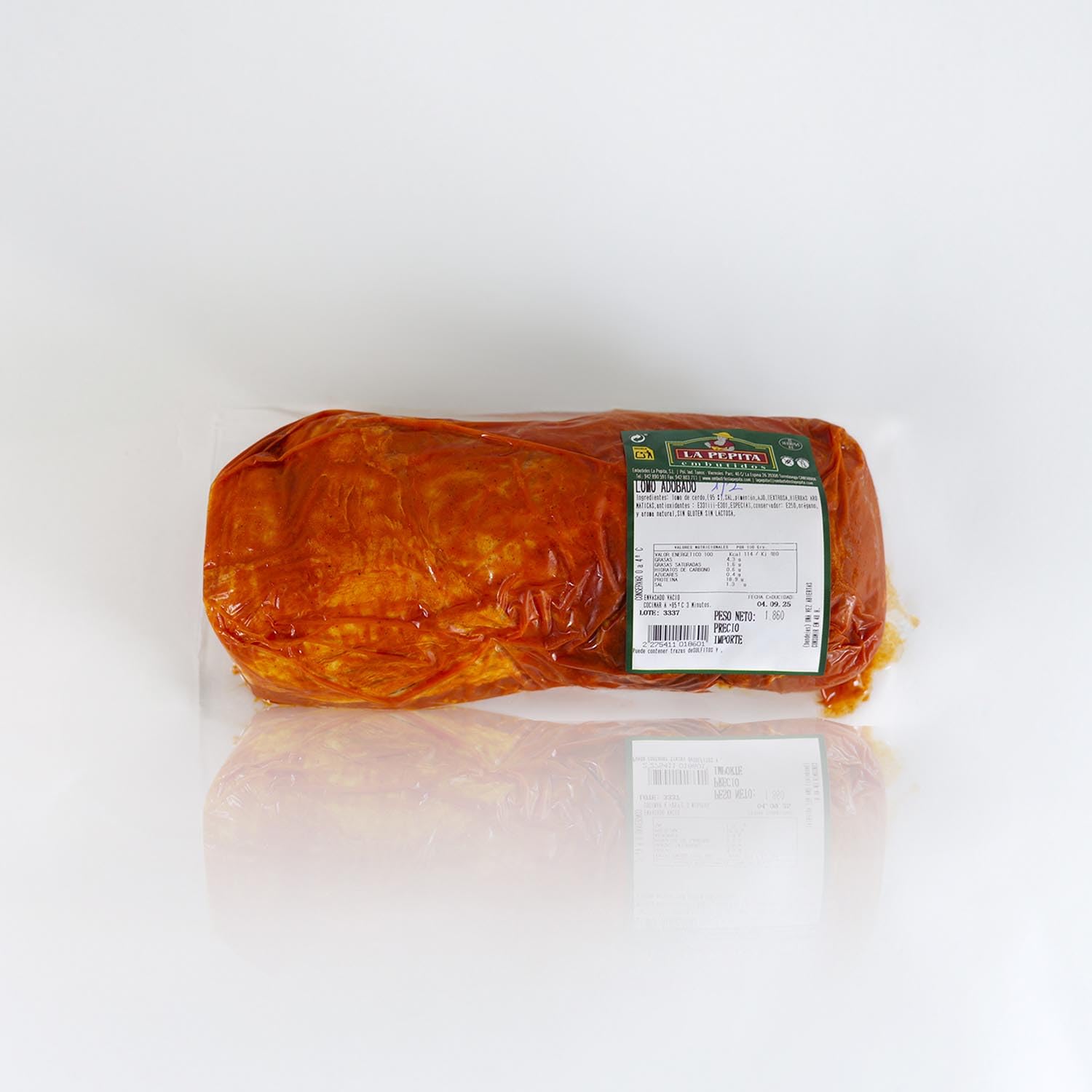 EMBUTIDOS LA PEPITA – Lomo Adobado Natural de Cerdo Media Pieza | Formato 1650 Gr | Receta Tradicional con Pimentón, Ajo y Hierbas Aromáticas | Producto Español | Envasado al Vacío