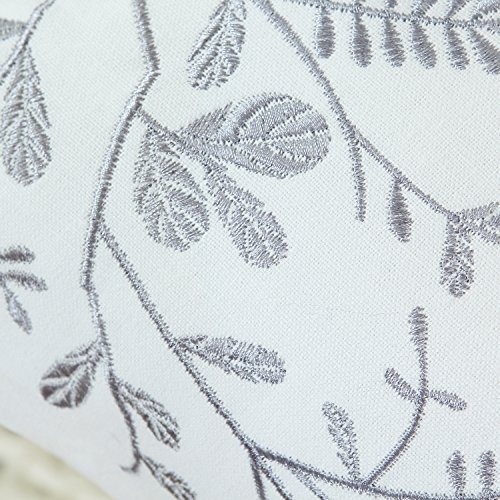 Calitime Throw Pillow Cases Pack Of 2 Cotton Cute Bird In Gray Garden Embroidered Decorative Cushion Covers For Couch Bed Sofa Farmhouse Decoration 18 X 18 Inches Turquoise #TOP4