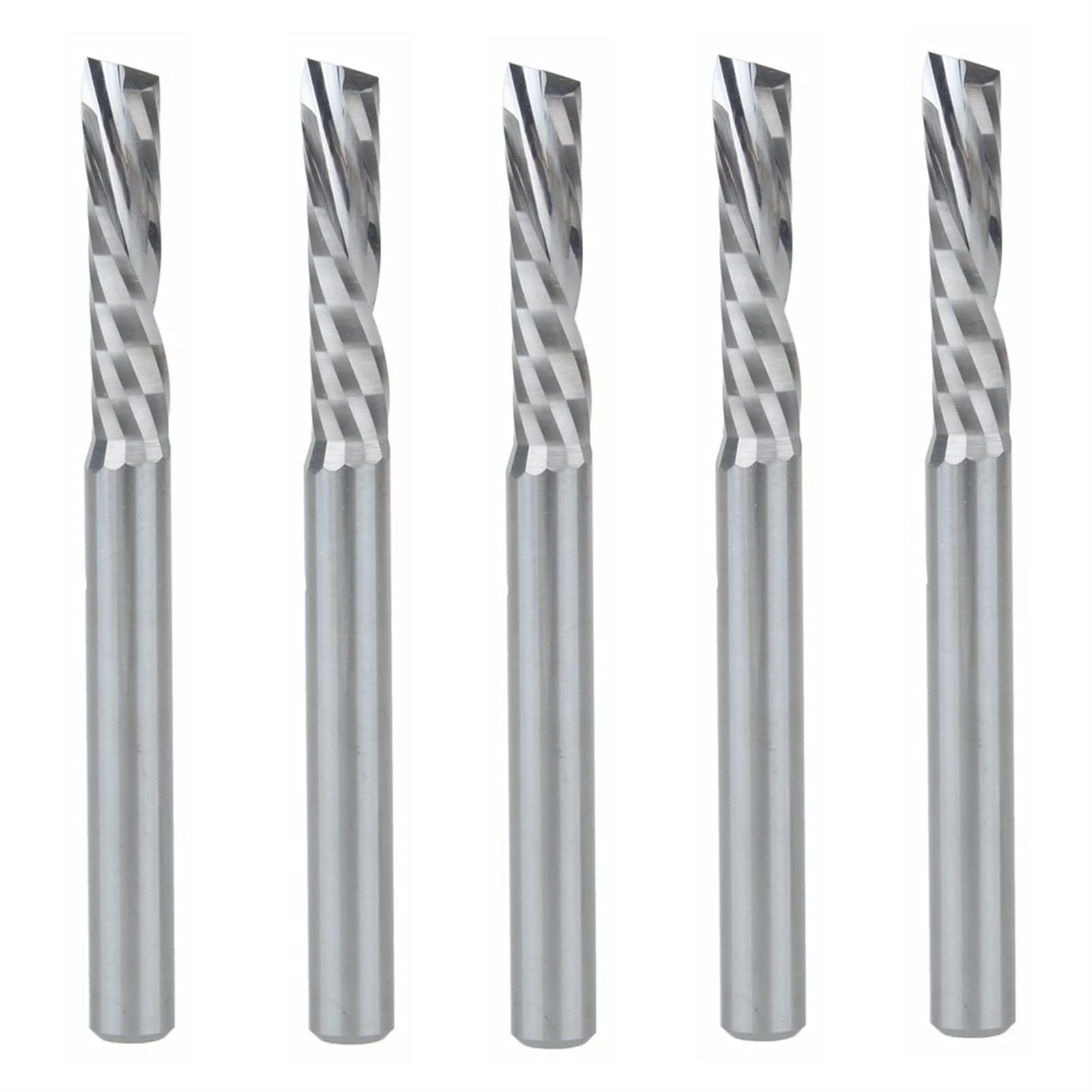 BERWENNY 10pc 3.175mm Left-Spiral Carbide Milling Cutter Down Cut 1Flute Router Bit CNC End Mill (Dimensions : 10Pcs 3.175x15)