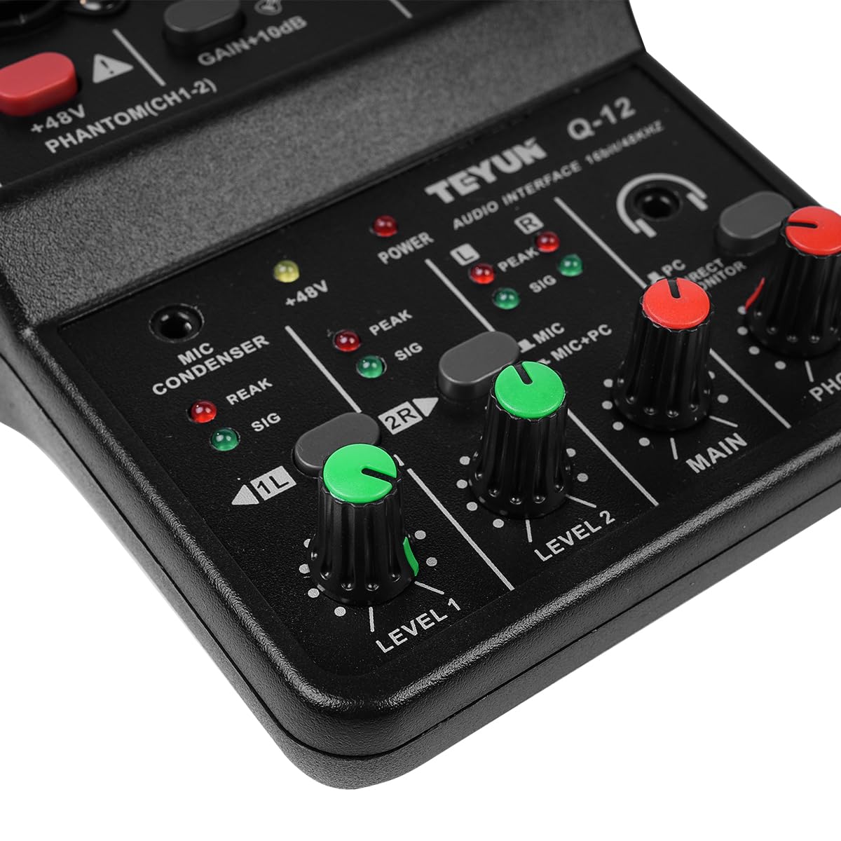 Sarini Mixer audio Mini USB a 2 canali, sistema console professionale per tavola armonica, alimentazione 48 V, mini mixer per streaming live, karaoke e registrazione