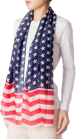 iB-iP Womens Usa American Flag Thin Lightweight Fashion Scarf