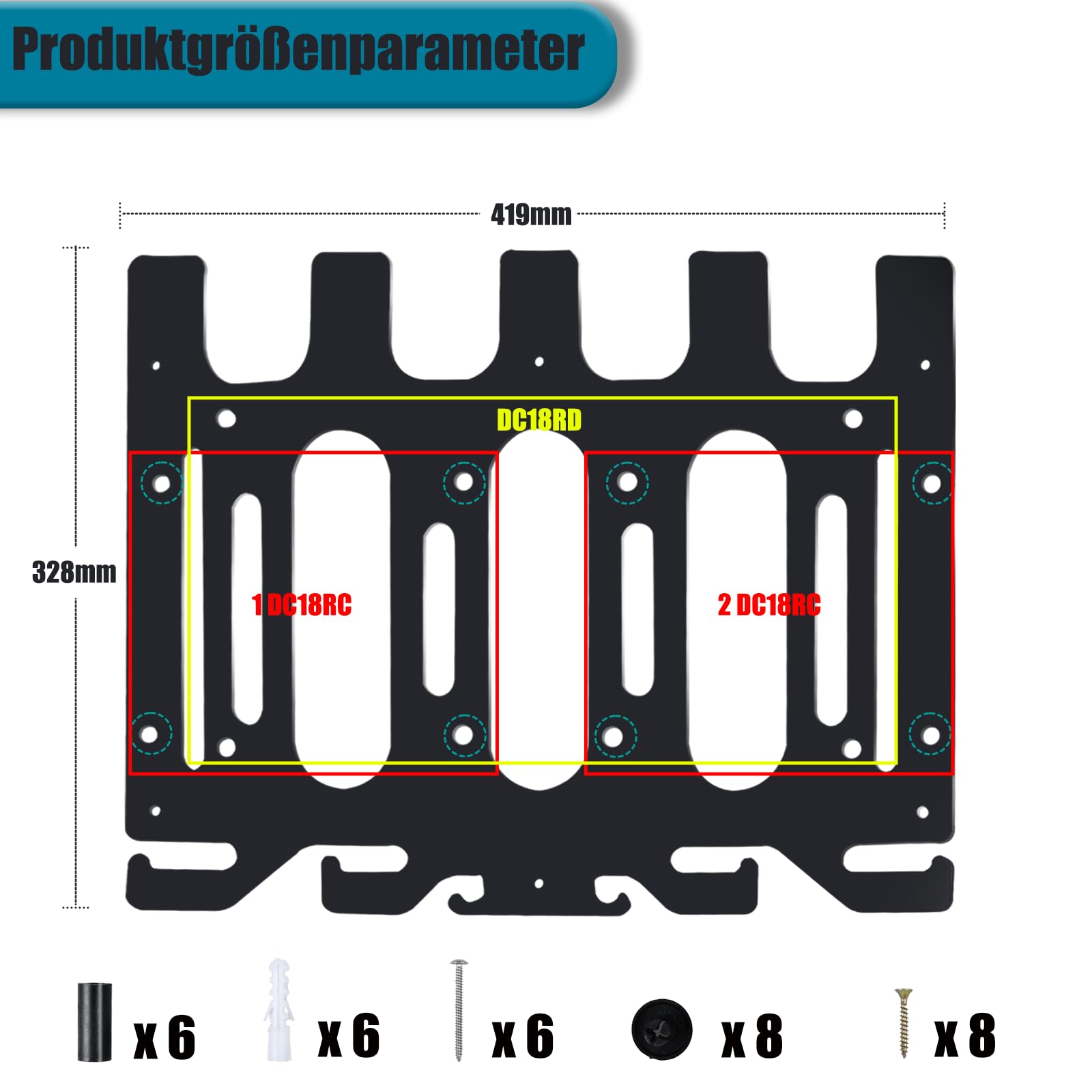 Wandhalterung für Makita Akkus 18V/14,4V, Ladegeräte und Akku-Bohrschrauber,Makita wandhalterung für 4 Akkus+ 2 Ladegeräte + 4 Akku-Bohrmaschine,Ordnung in werkstatteinrichtung und garagen zubehör