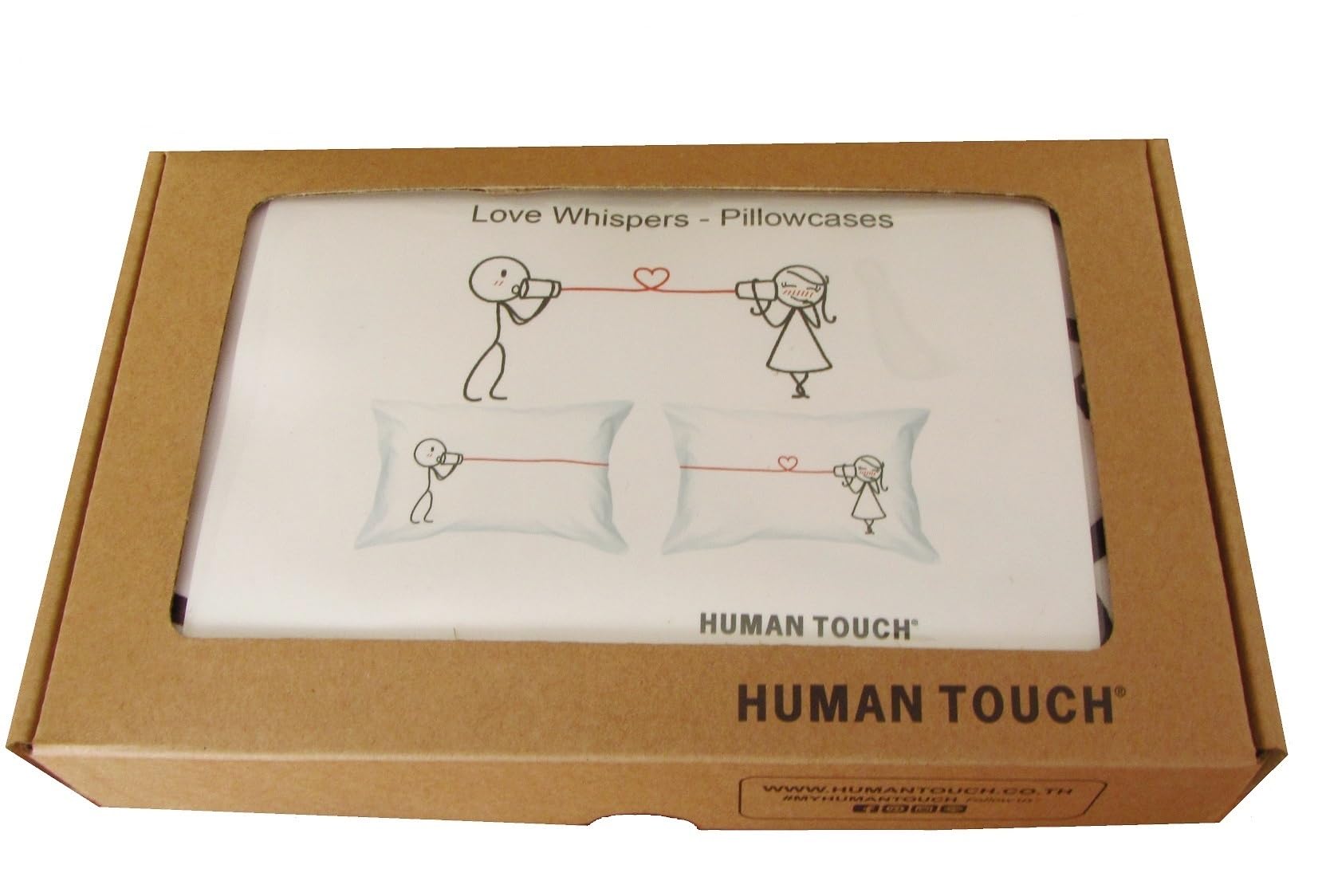 Human Touch Romantic His and Hers Pillow Cases - Love Whispers, White Or Blue, Standard - Image 2