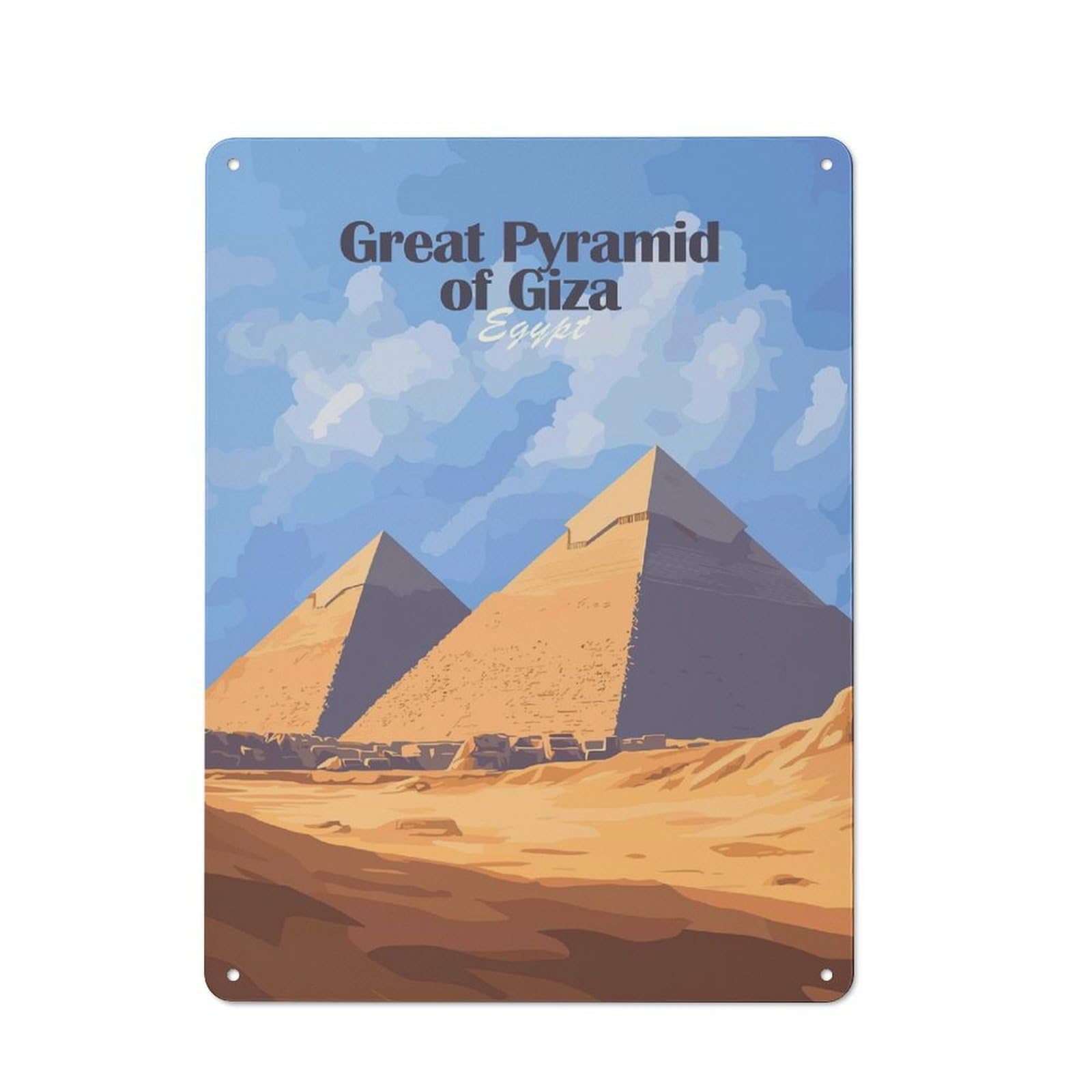 Junmoney Style-15 Cosy Great Pyramid Of Giza Metal Plaque 40X30cm, Kitchen Wall Decor For Kitchen, Cafe, Pantry Or Dining Room