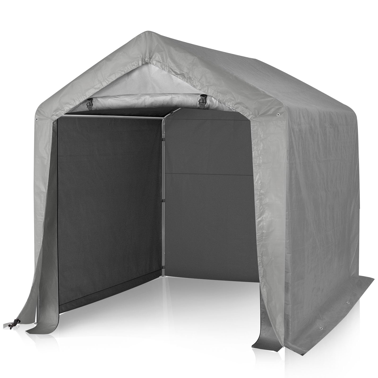 Bonnlo 1.8 x 1.8m Garden Storage Shed Tent, Portable Outdoor Shelter for Bikes, Water Resistant Motorbike Shed, Outdoor Storage with Metal Frame and Door for Gardening Tools