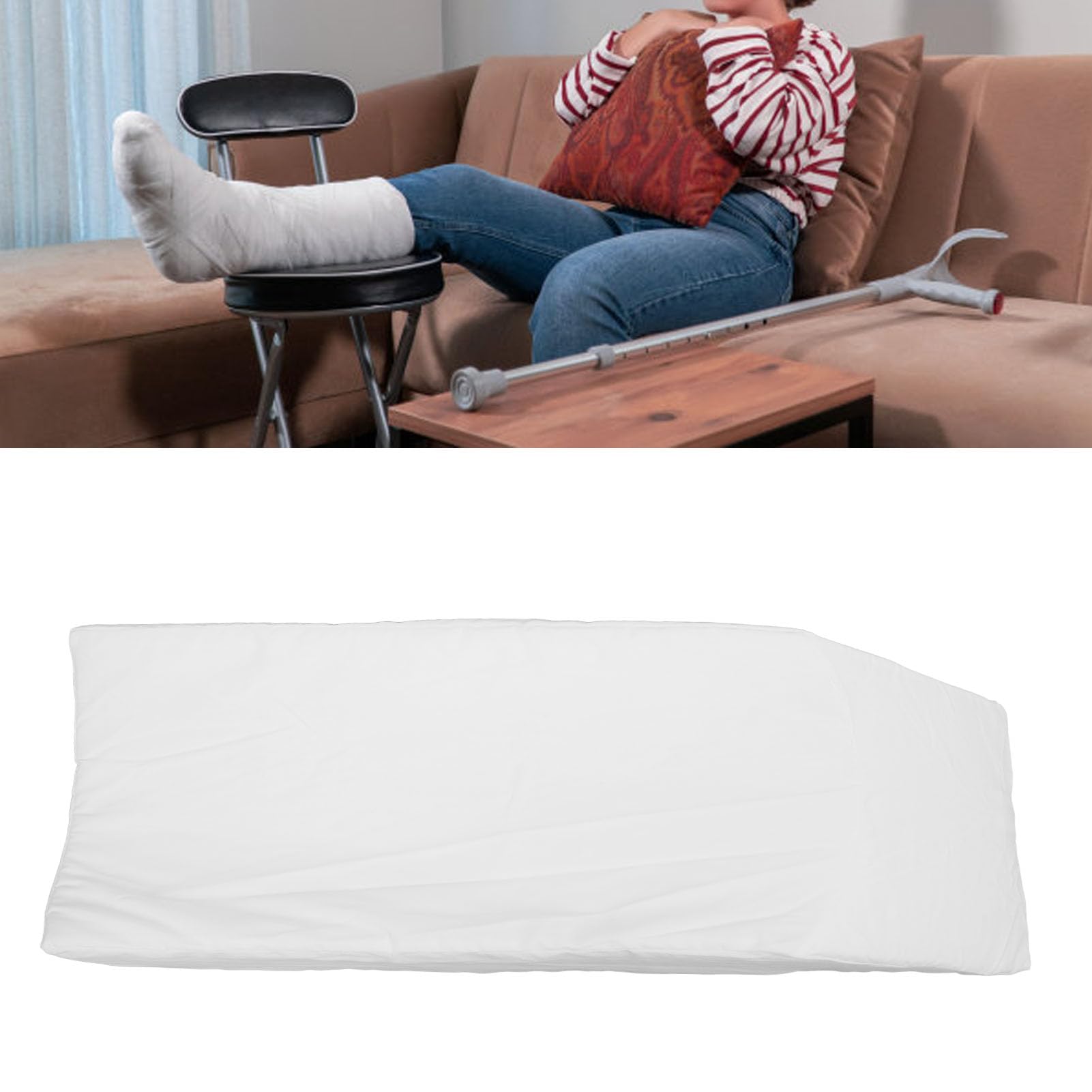Cryfokt Almohada de Cuña para Reposapiernas, Cojín Duradero para Elevación de Piernas, Alivio de la Fatiga de Las Piernas, Viaje en Casa (White)