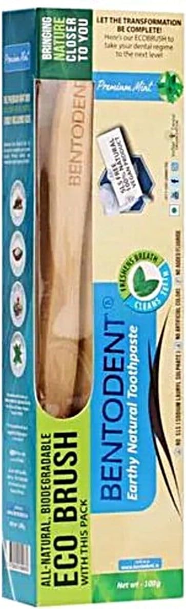 Bentodent Premium Mint Earthy Natural Toothpaste with Bamboo Tooth Brush 100 g