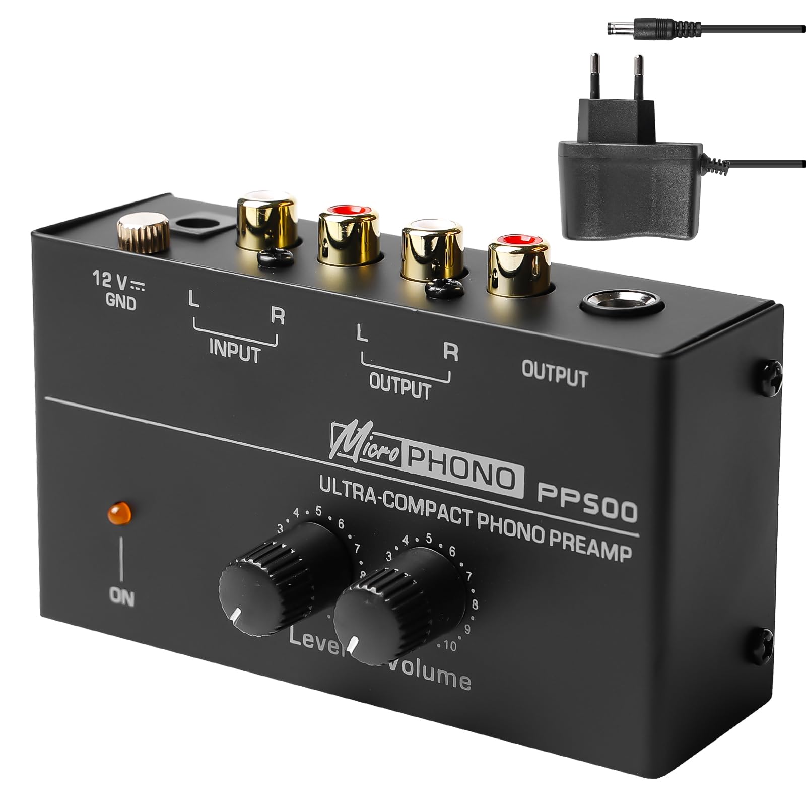 Giradischi Amplificatore Stereo Preamplificatore MM Nero