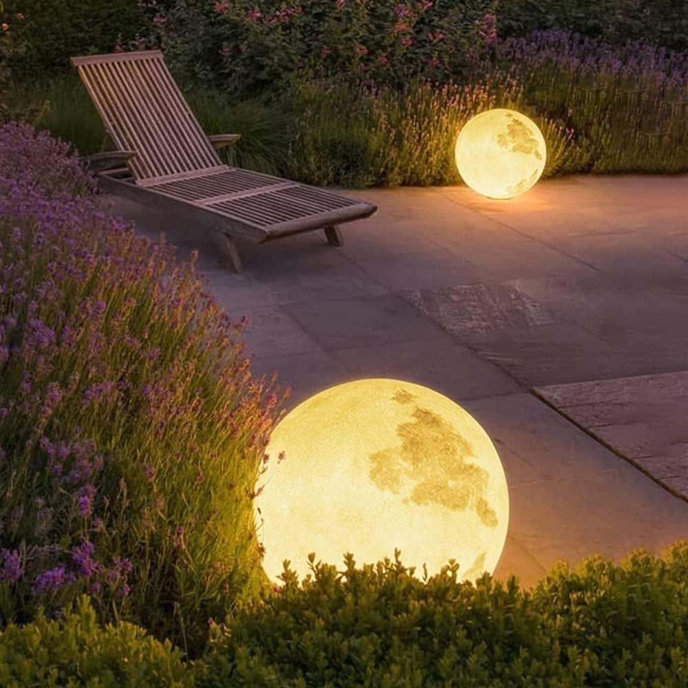 TTDGYYXW Lámpara de pie LED Recargable con Forma de Luna, 3D, Resistente al Agua, luz PIL para Exteriores, Regulable, Detive GardLight para atmósfera de salón y Comedor (Carga sin Base de 40CM)