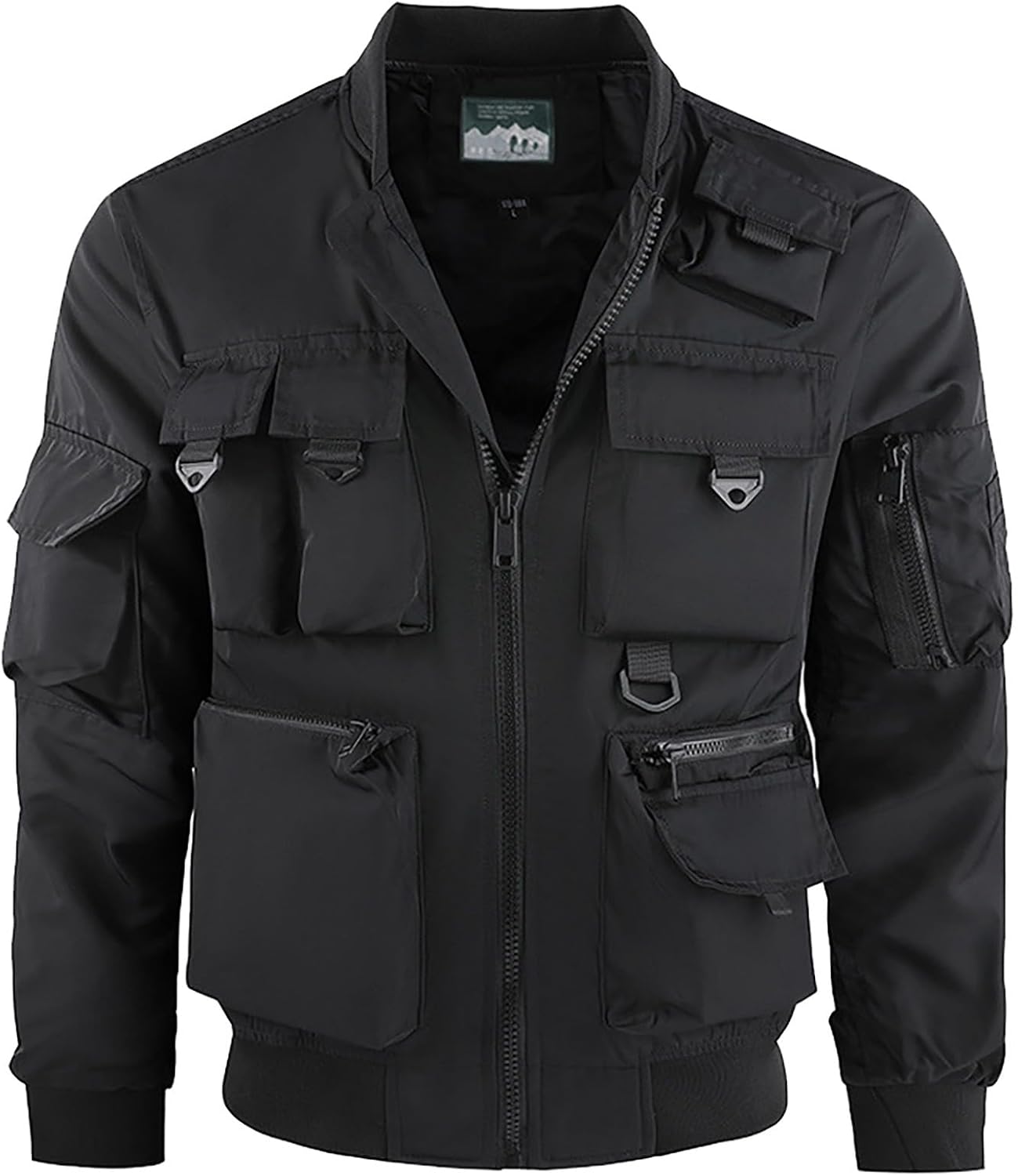 Men Safari Outdoor Jacket Utility Multi Pocket Zipper