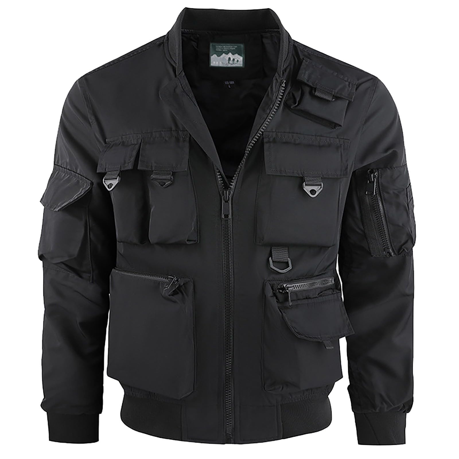 Generisch Jacke Herren Übergangsjacke Sportlich, Outdoorjacke Mit Vielen Taschen Und Full Zip Herbstjacke Große Größen Fliegerjacke Cargo Freizeit Arbeitsjacke Einfarbig Vielseitiger Herrenjacke