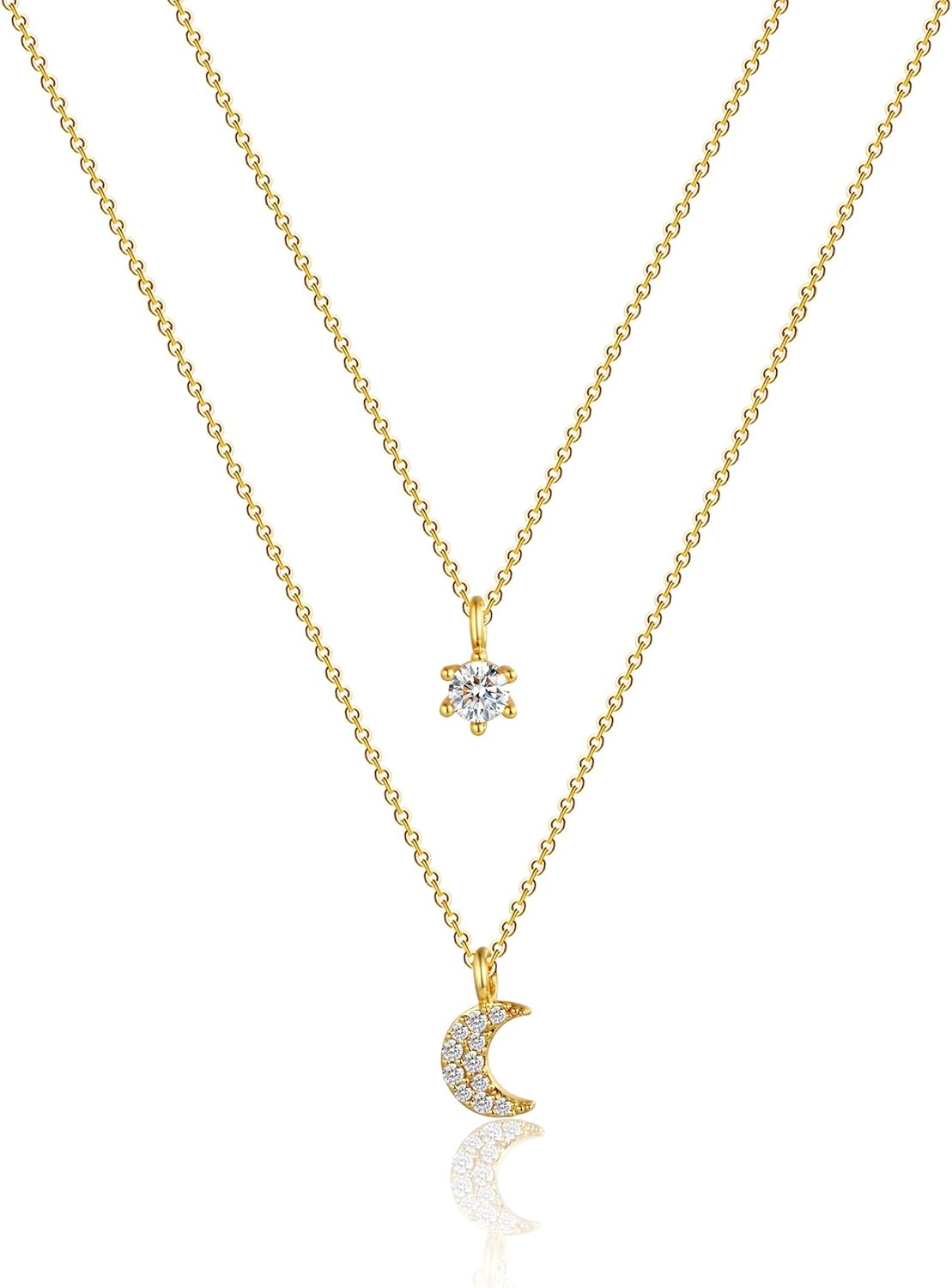 14k Gold/Silver Plated Crescent Moon Necklace Tiny Moon and Star NecklaceDainty Sun Leaf Necklace Gold Pendant Necklace for Women Delicate Minimalist Jewelry - Image 7