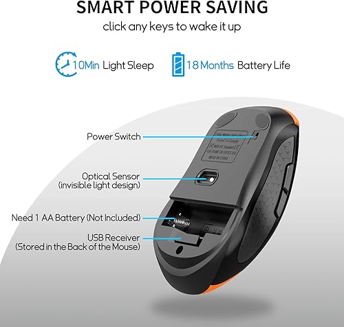 Miniatura 2 de Mouse inalámbrico con botones laterales adecuado para computadoras portátiles, PC, Chromebook, MacBook, mouse silencioso con receptor nano USB,