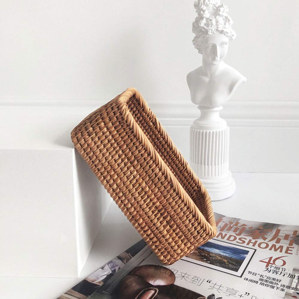 Cestini in rattan intrecciato, 20 x 14 x 7 cm, rettangolare, cesto per frutta in vimini, mensole per organizzare e decorare per ingresso, tavolo da cucina, piano di lavoro